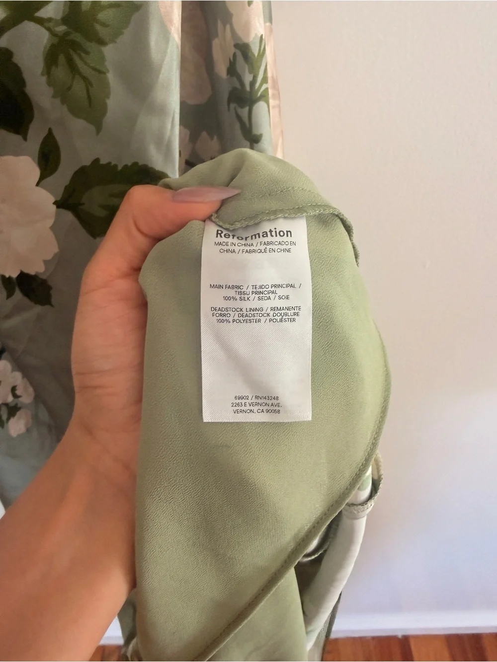 Reformation Anais Floral Silk Dress Tarragon Green Size 4 NWT - Picture 4 of 9